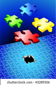 Incomplete Puzzle Set Original Vector Illustration Incomplete Puzzle Ideal for Business Concept