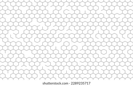 Incomplete small hexagon shapes seamless pattern. Vector Background.