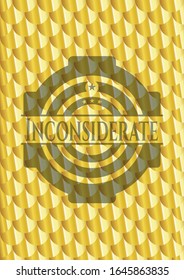 Inconsiderate gold badge. Scales pattern. Vector Illustration. Detailed.