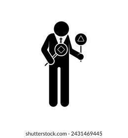 Inconsistency Man Icon. Uncertainty Symbol. 