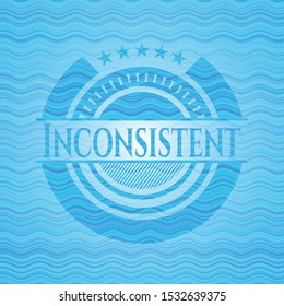 Inconsistent light blue water wave badge background. Vector Illustration. Detailed.