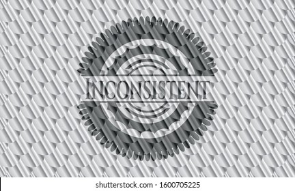 Inconsistent silver shiny badge. Scales pattern. Vector Illustration. Detailed.