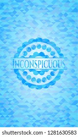 Inconspicuous sky blue emblem with mosaic ecological style background
