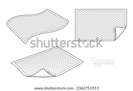 Incontinence pads collection set  Black and white lines editable in vector format. Used for advertising napkins, sanitary pads, mattresses, diapers.