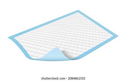 Incontinence Pads Used To Protect Adult Feces And Dirt. At The Patient's Bed Disposable Protective Pads Isolated On White Background. Realistic EPS File.