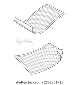 Incontinence sheet set  Black and white lines editable in vector format. Used for advertising napkins, sanitary pads, mattresses, diapers.