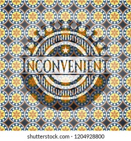 Inconvenient arabesque emblem background. arabic decoration.