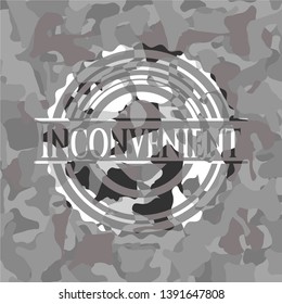 Inconvenient grey camouflaged emblem. Vector Illustration.