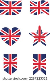 Incorporate the British flag into your designs with unique shape, united kingdom flag vector design.