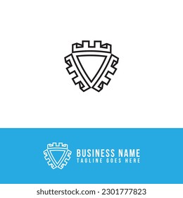 incorporate shield castle iconic logo business vector design template, modern protect wall logo design vector illustration. minimalist protect symbol mark logo design vector ideas isolated white