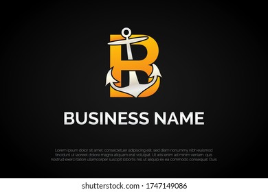 Incorporación de Anclaje en la letra B, Logotipo de carta inicial para el nombre de su empresa, plantilla de logotipo alfabético lista para su uso, logotipo inicial moderno
