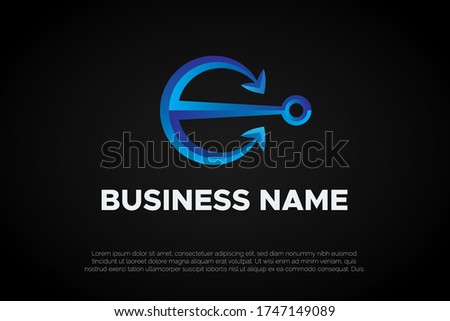 Incorporated anchor into letter C or E, Initial Letter Logo For Your Company Name, Alphabet Logo Template Ready For Use, Modern Initial Logo
