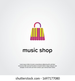 incorporated piano tuts in to the shopping bag illustration as the music logo concept.abstract shop logo, design concept, emblem, icon, flat logotype element for template