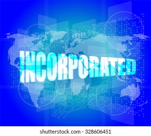 incorporated word on digital touch screen vector illustration