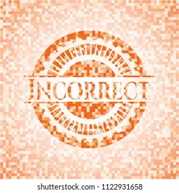 Incorrect abstract emblem, orange mosaic background