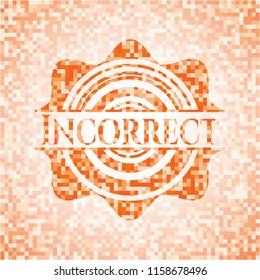 Incorrect abstract emblem, orange mosaic background