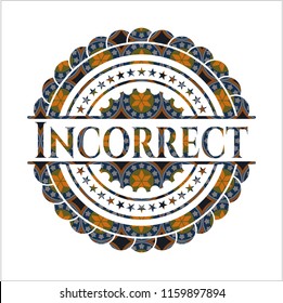 Incorrect arabic emblem background. Arabesque decoration.