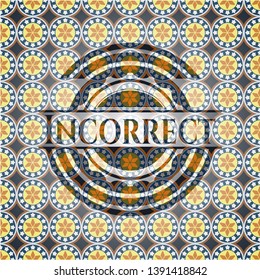 Incorrect arabic style badge. Arabesque decoration.