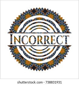 Incorrect arabic style badge. Arabesque decoration.