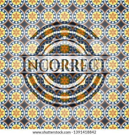 Incorrect arabic style badge. Arabesque decoration.