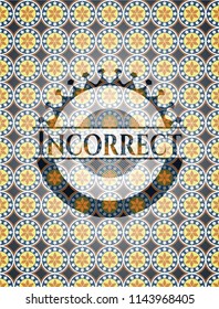Incorrect arabic style emblem. Arabesque decoration.