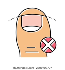 vector de icono de color de la uña de corte incorrecto. signo incorrecto de la clavija de corte. ilustración de símbolo aislado