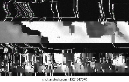 Incorrect encoded digital video signal. Faulty digital television broadcast with loss of data stream. Error playing media file. Vector illustration.