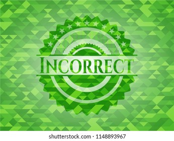 Incorrect green emblem with mosaic ecological style background