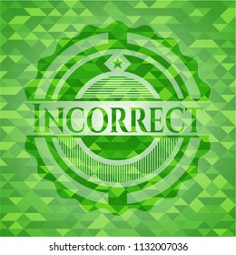 Incorrect green emblem with triangle mosaic background