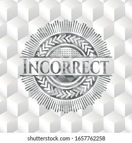 emblema gris incorrecto. Retro con fondo blanco de cubo geométrico