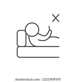 Incorrect lying pose line icon
