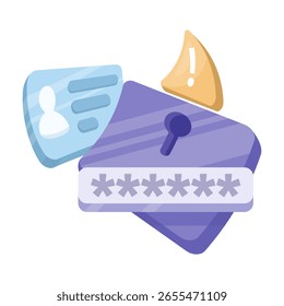 Conceito de senha incorreto. Notificação de senha incorreta com símbolo de sinal de aviso. Alerta de erro ou alerta de segurança de conta. Ponto de exclamação, símbolo da conta. Ilustração em estilo plano.