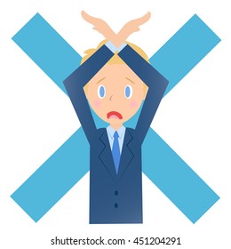 Incorrect pose of businessman, male company employee of illustration material
