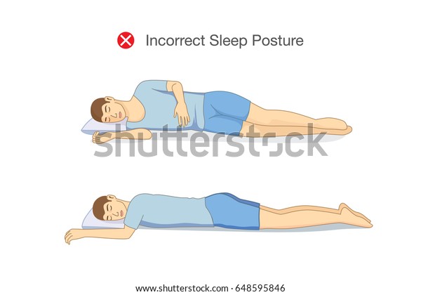 睡眠中の姿勢が正しくありません 健康的なライフスタイルに関するイラスト のベクター画像素材 ロイヤリティフリー