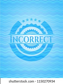 Incorrect sky blue water wave badge background.