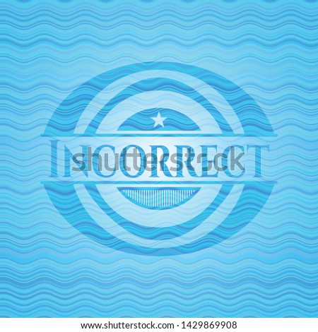 Incorrect sky blue water wave badge background. Vector Illustration. Detailed.