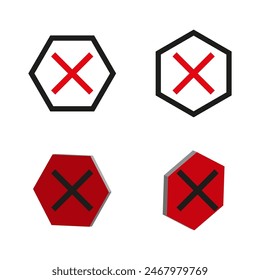 Conjunto de símbolos incorrecto. Signos de error de octógono de Vector. iconos de acciones prohibidas.
