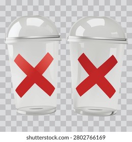 Incorrect Waste Disposal Bin Icons Highlighting Rejection Prohibited Trash Handling Improper Garbage Sorting Environmental Awareness And Waste Management Guidelines