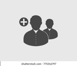 Increase or Add users Icon on gray background