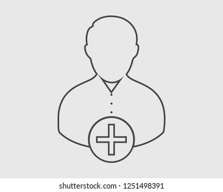 Increase or Add users line Icon on gray background