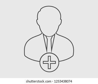 Increase or Add users line Icon on gray background