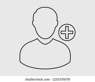Increase or Add users line Icon on gray background