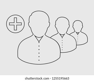 Increase or Add users line Icon on gray background