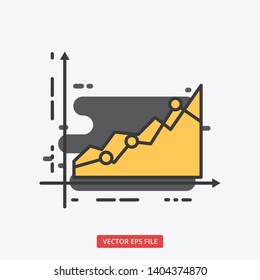 Increase area chart modern business vector icon