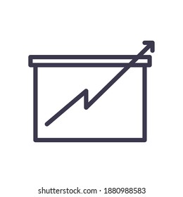 increase arrow on board line style icon design, Data analysis and information theme Vector illustration