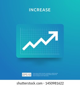 increase arrow statistic graph for business profit or salary income growth. Finance performance chart of return on investment ROI concept. flat style vector illustration
