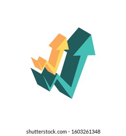 Increase arrows design, workflow infographic data information business analytics and visual presentation theme Vector illustration