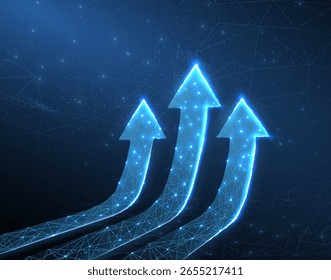Aumente las flechas aisladas en el fondo abstracto. Éxito empresarial, gráfico financiero, tendencia al alza, valor de la inversión económica, crecimiento estrecho, concepto de finanzas, desarrollo de la empresa, infografía digital.