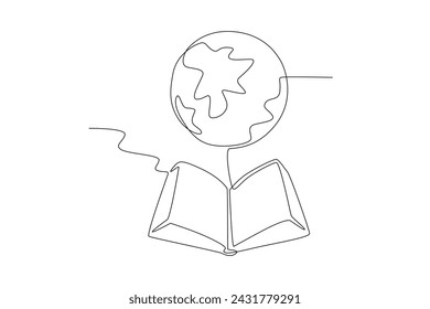 Increase awareness regarding interests. World book day one-line drawing