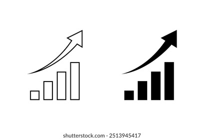 Increase bar chart icon generic style. Growing graph arrow concept